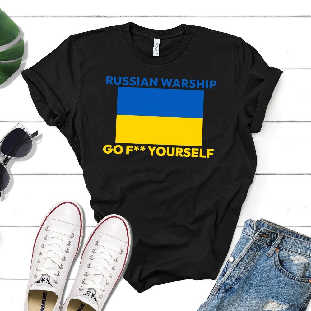 Russian Warship Go F Yourself Shirt, I Stand With Ukraine, Ukraine Flag Shirt